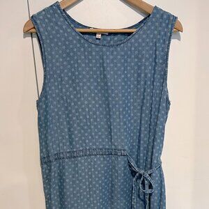 Skies are Blue Chambray Polka Dot Dress